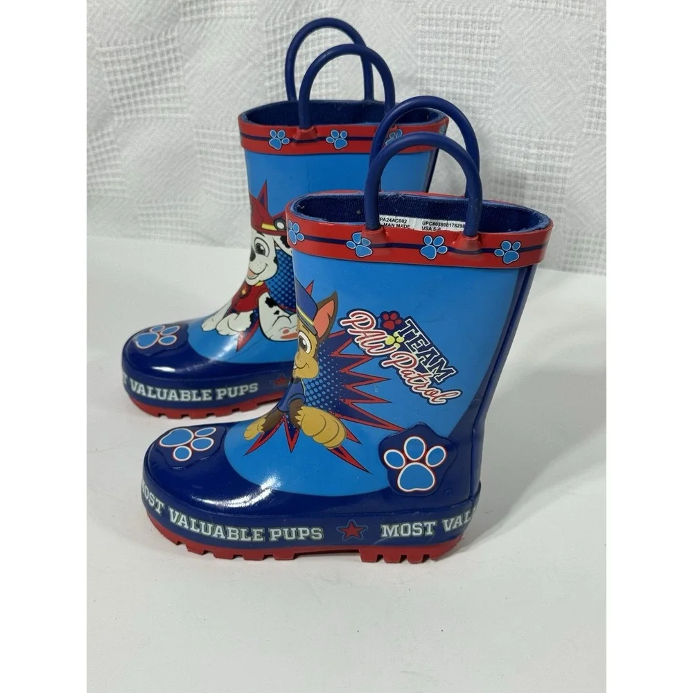 Paw Patrol Toddler‎ Rain Boots Size 5-6 Blue Red Rubber